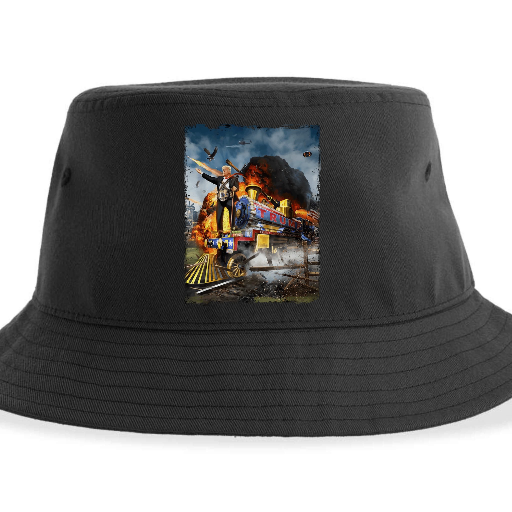 All Aboard The Trump Train Graphic Art Sustainable Bucket Hat