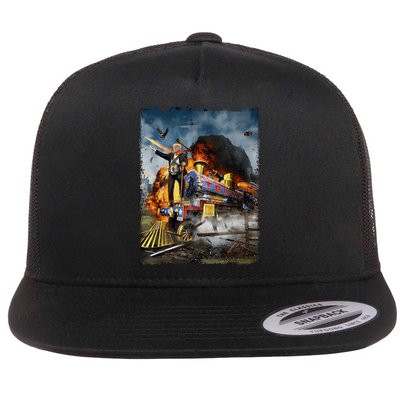 All Aboard The Trump Train Graphic Art Flat Bill Trucker Hat
