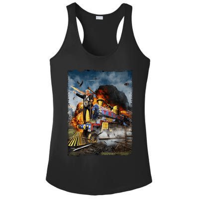 All Aboard The Trump Train Graphic Art Ladies PosiCharge Competitor Racerback Tank