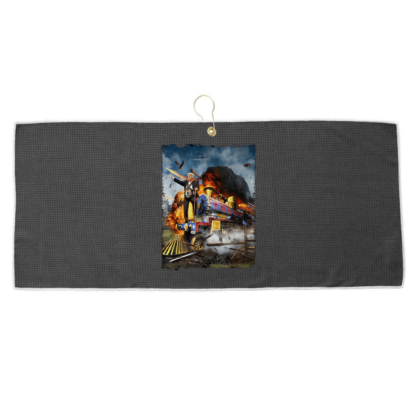 All Aboard The Trump Train Graphic Art Large Microfiber Waffle Golf Towel