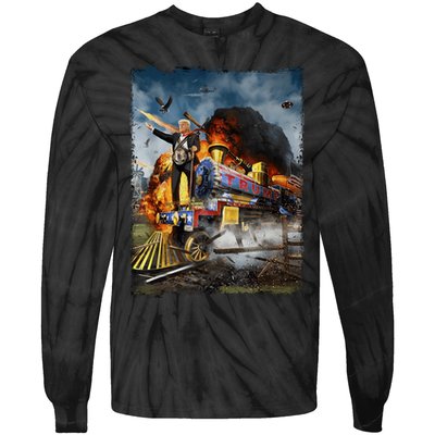 All Aboard The Trump Train Graphic Art Tie-Dye Long Sleeve Shirt