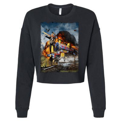 All Aboard The Trump Train Graphic Art Cropped Pullover Crew