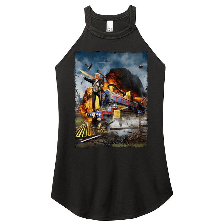 All Aboard The Trump Train Graphic Art Women's Perfect Tri Rocker Tank