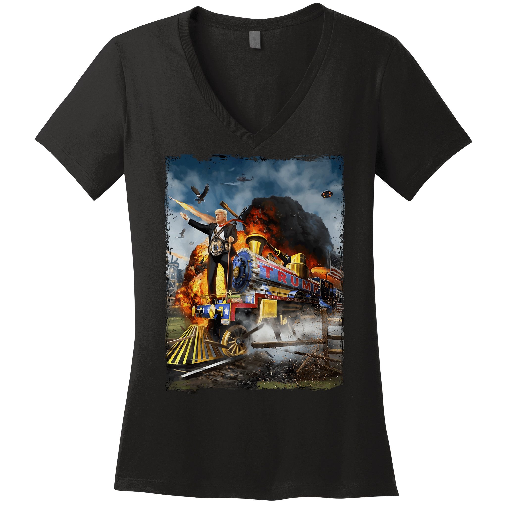 All Aboard The Trump Train Graphic Art Women's V-Neck T-Shirt