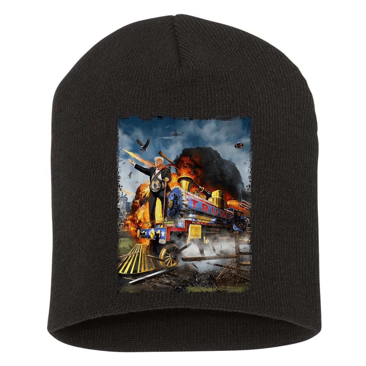 All Aboard The Trump Train Graphic Art Short Acrylic Beanie