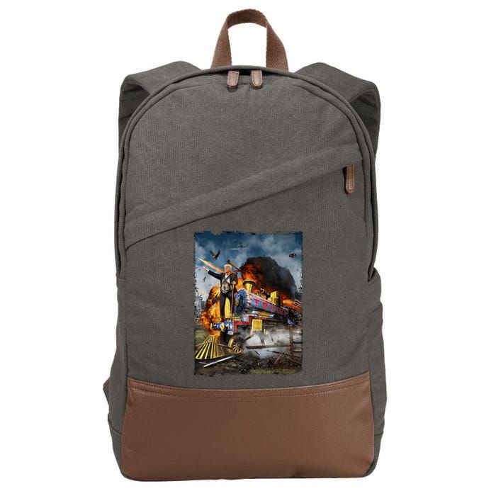 All Aboard The Trump Train Graphic Art Cotton Canvas Backpack