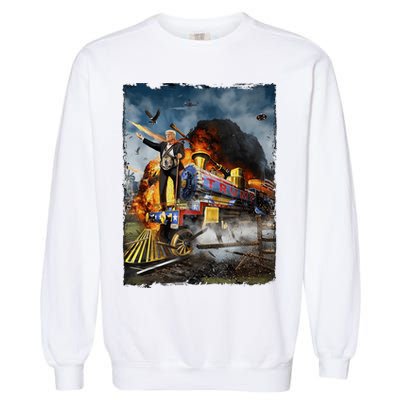 All Aboard The Trump Train Graphic Art Garment-Dyed Sweatshirt