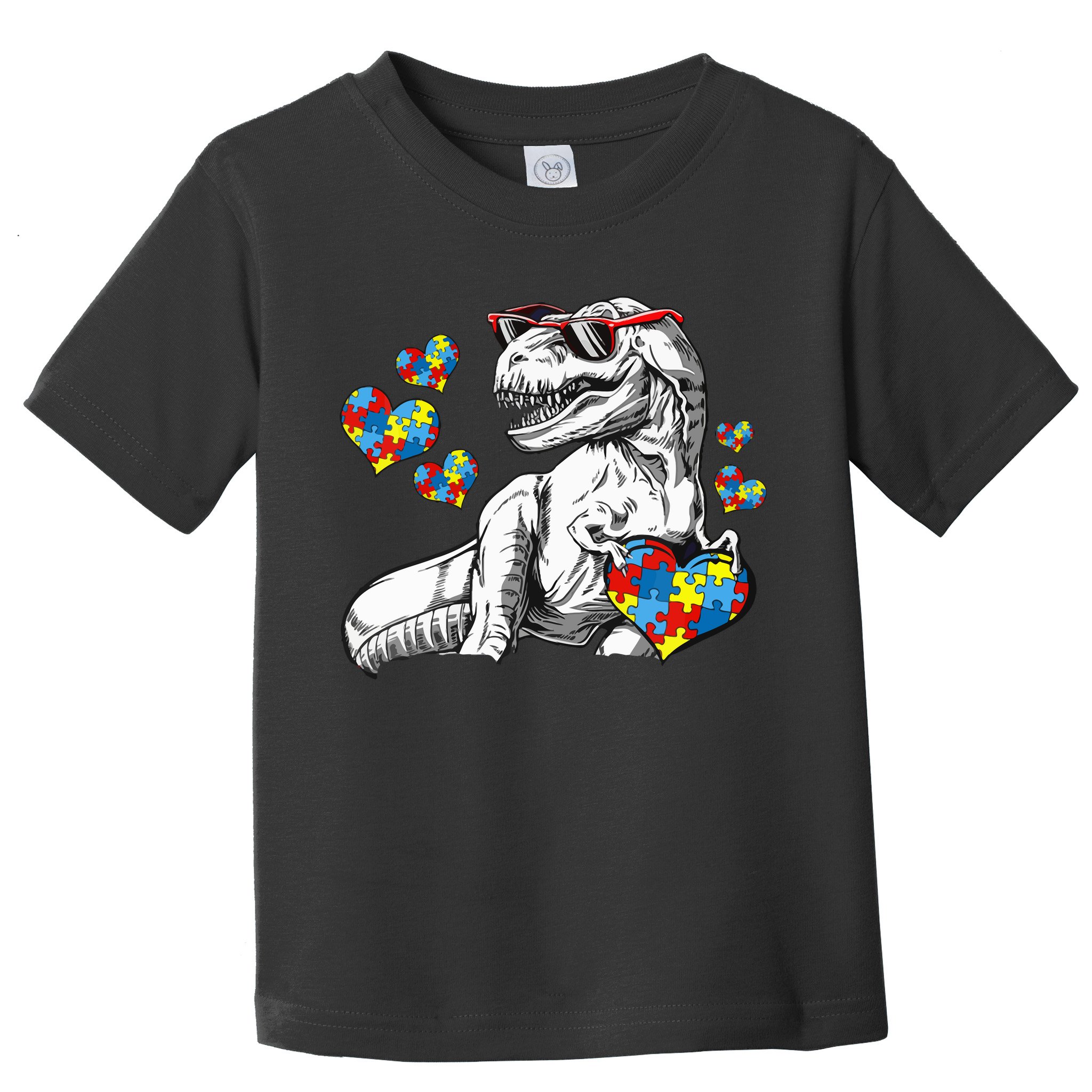 Autism Awareness TRex Dinosaur Sunglasses Heart Puzzle Toddler T-Shirt