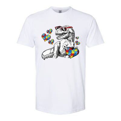 Autism Awareness TRex Dinosaur Sunglasses Heart Puzzle Softstyle® CVC T-Shirt