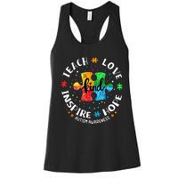 Autism Awareness Teacher Teach Hope Love Inspire Women's Racerback Tank