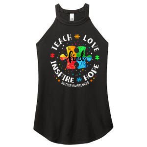 Autism Awareness Teacher Teach Hope Love Inspire Women's Perfect Tri Rocker Tank