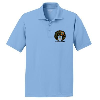 African American Teacher Afro Hair Style Autism Awareness Gift PosiCharge RacerMesh Polo