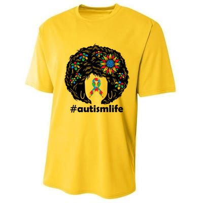 African American Teacher Afro Hair Style Autism Awareness Gift Performance Sprint T-Shirt