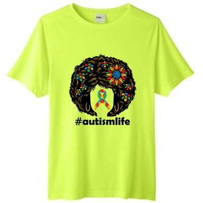 African American Teacher Afro Hair Style Autism Awareness Gift Tall Fusion ChromaSoft Performance T-Shirt