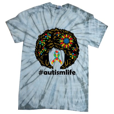 African American Teacher Afro Hair Style Autism Awareness Gift Tie-Dye T-Shirt