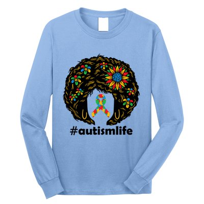 African American Teacher Afro Hair Style Autism Awareness Gift Long Sleeve Shirt