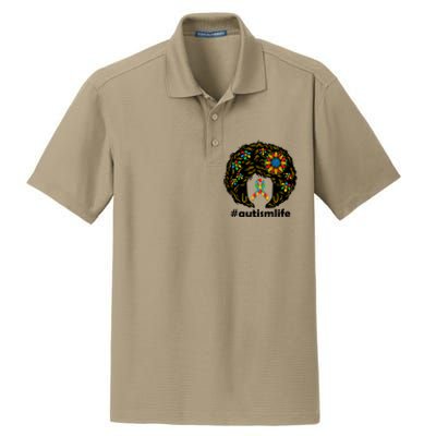 African American Teacher Afro Hair Style Autism Awareness Gift Dry Zone Grid Polo