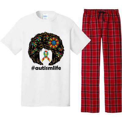 African American Teacher Afro Hair Style Autism Awareness Gift Pajama Set