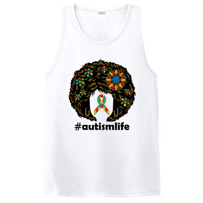 African American Teacher Afro Hair Style Autism Awareness Gift PosiCharge Competitor Tank