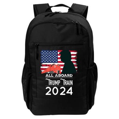 All Aboard Trump Train 2024 Vintage American Flag Backpack