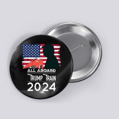 All Aboard Trump Train 2024 Vintage American Flag Button