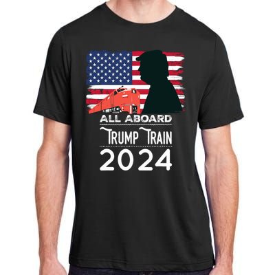 All Aboard Trump Train 2024 Vintage American Flag Adult ChromaSoft Performance T-Shirt