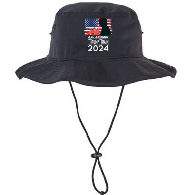 All Aboard Trump Train 2024 Vintage American Flag Bucket Hat