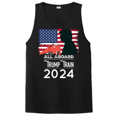 All Aboard Trump Train 2024 Vintage American Flag PosiCharge Competitor Tank