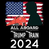 All Aboard Trump Train 2024 Vintage American Flag Tie-Dye T-Shirt