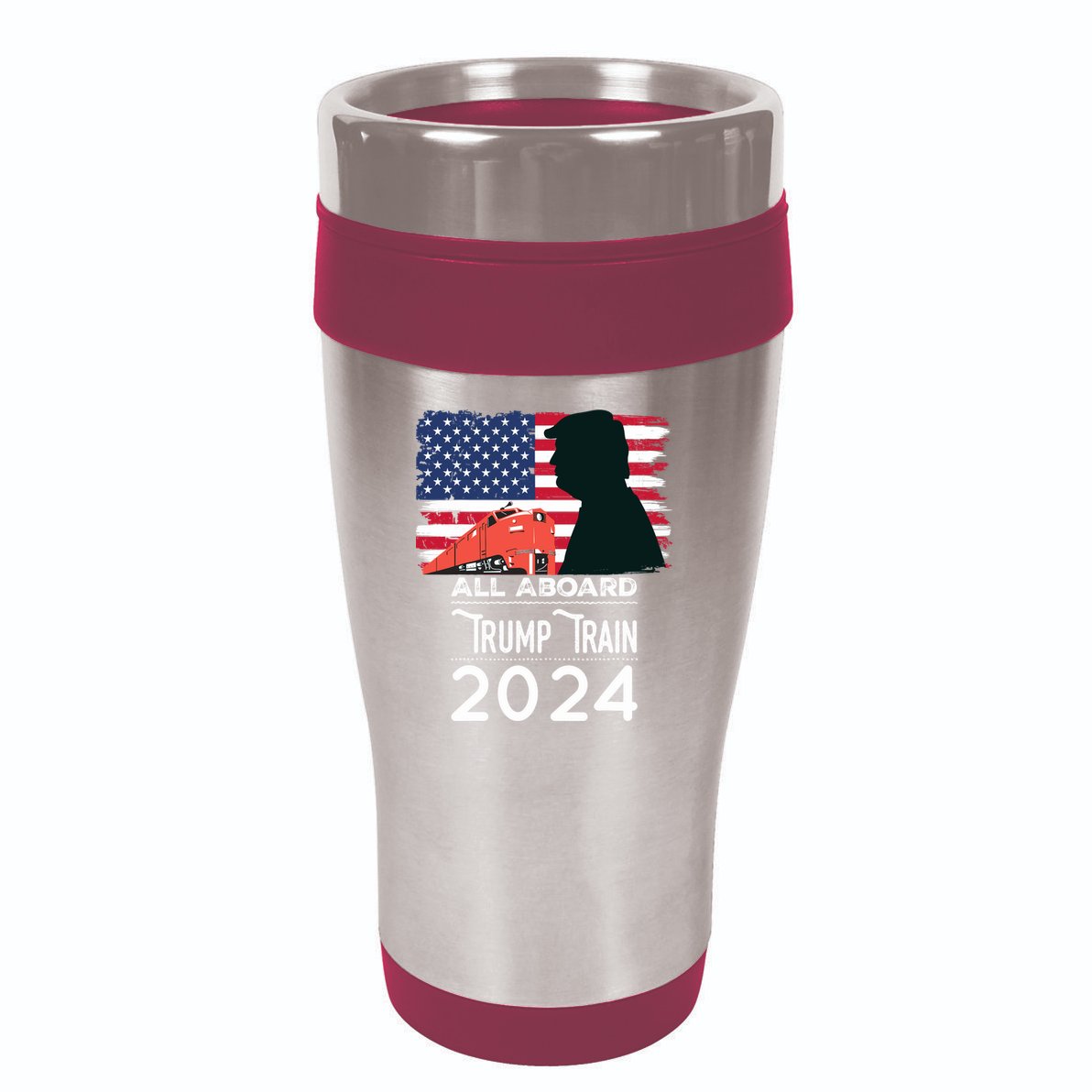 All Aboard Trump Train 2024 Vintage American Flag 16oz Travel Tumbler