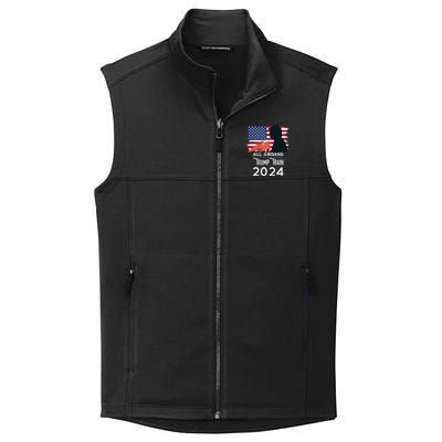 All Aboard Trump Train 2024 Vintage American Flag Collective Smooth Fleece Vest