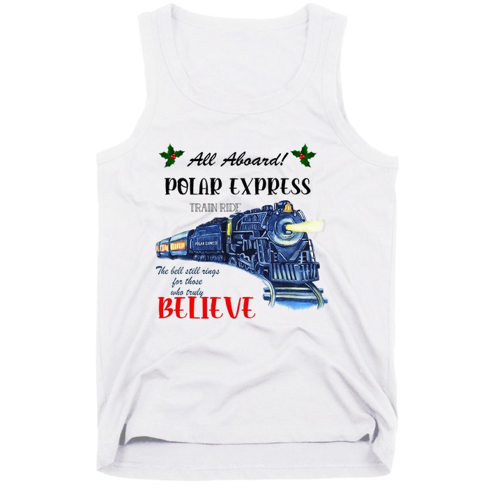 All Aboard Train Ride Believe Christmas Tank Top