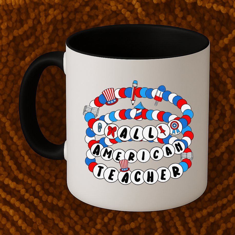 All American Teacher 4th July Bracelet Teacher Appreciation Mug