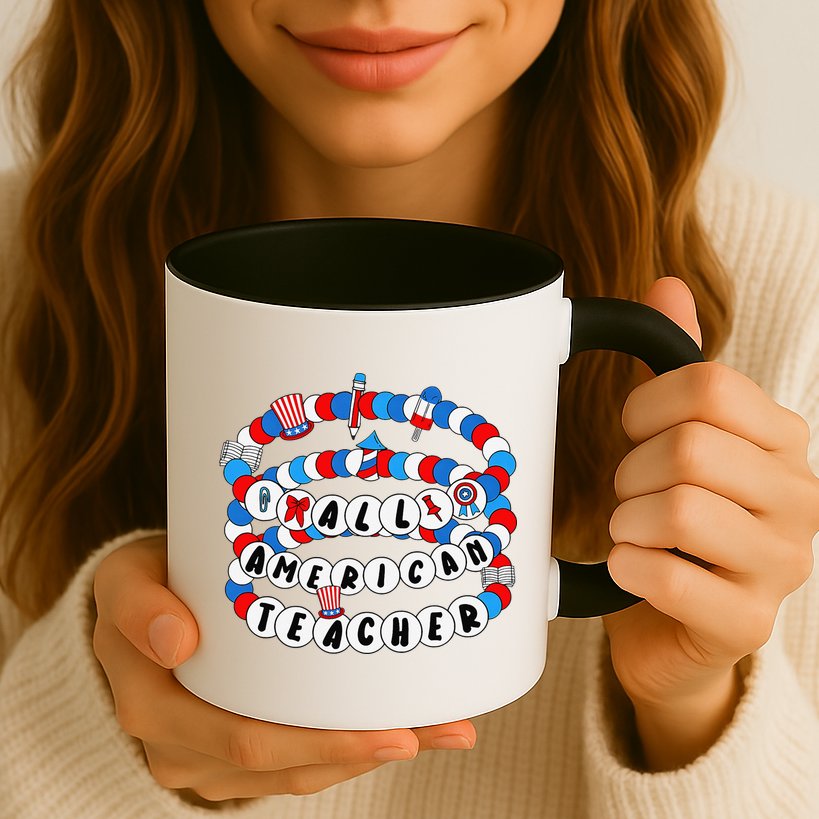 All American Teacher 4th July Bracelet Teacher Appreciation Mug