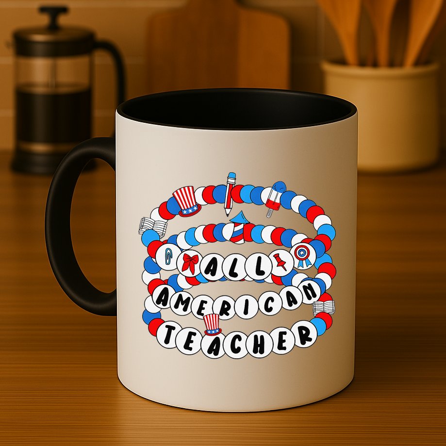 All American Teacher 4th July Bracelet Teacher Appreciation Mug