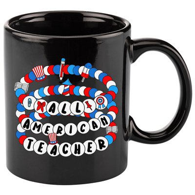 All American Teacher 4th July Bracelet Teacher Appreciation 11oz C Handle Ceramic Mug