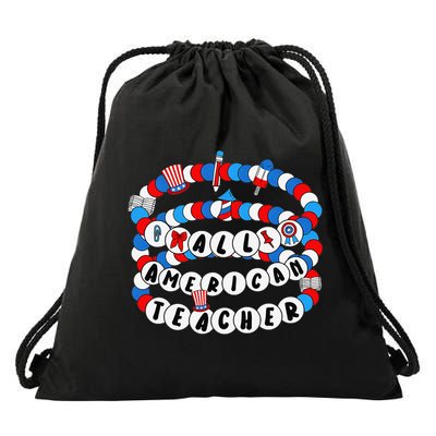 All American Teacher 4th July Bracelet Teacher Appreciation Drawstring Bag