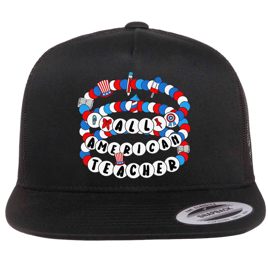 All American Teacher 4th July Bracelet Teacher Appreciation Flat Bill Trucker Hat