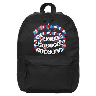 All American Teacher 4th July Bracelet Teacher Appreciation 16 in Basic Backpack