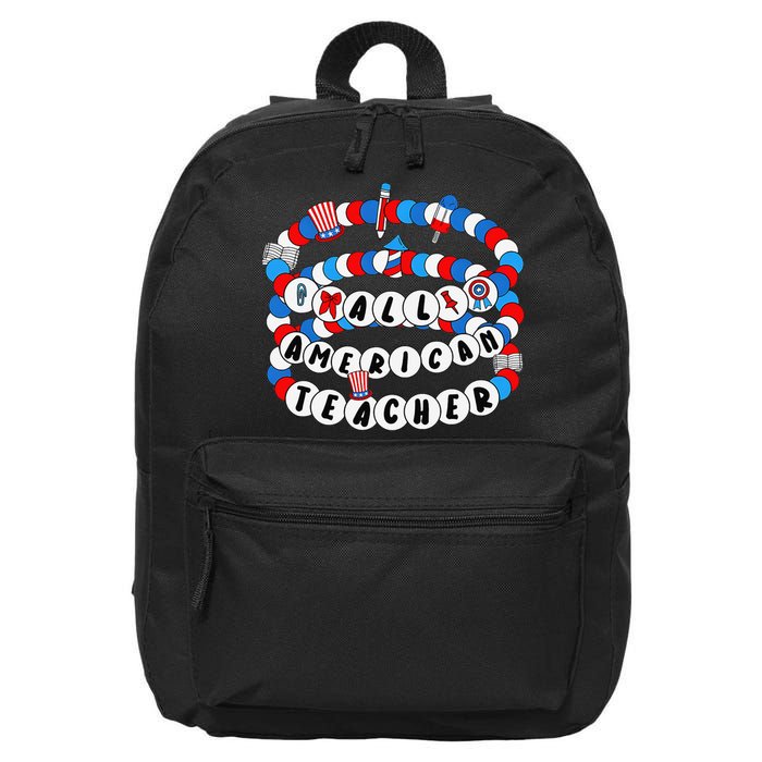 All American Teacher 4th July Bracelet Teacher Appreciation 16 in Basic Backpack