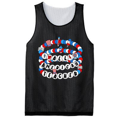 All American Teacher 4th July Bracelet Teacher Appreciation Mesh Reversible Basketball Jersey Tank