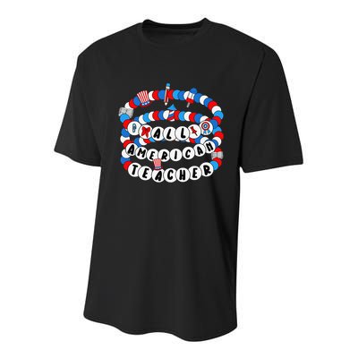 All American Teacher 4th July Bracelet Teacher Appreciation Youth Performance Sprint T-Shirt