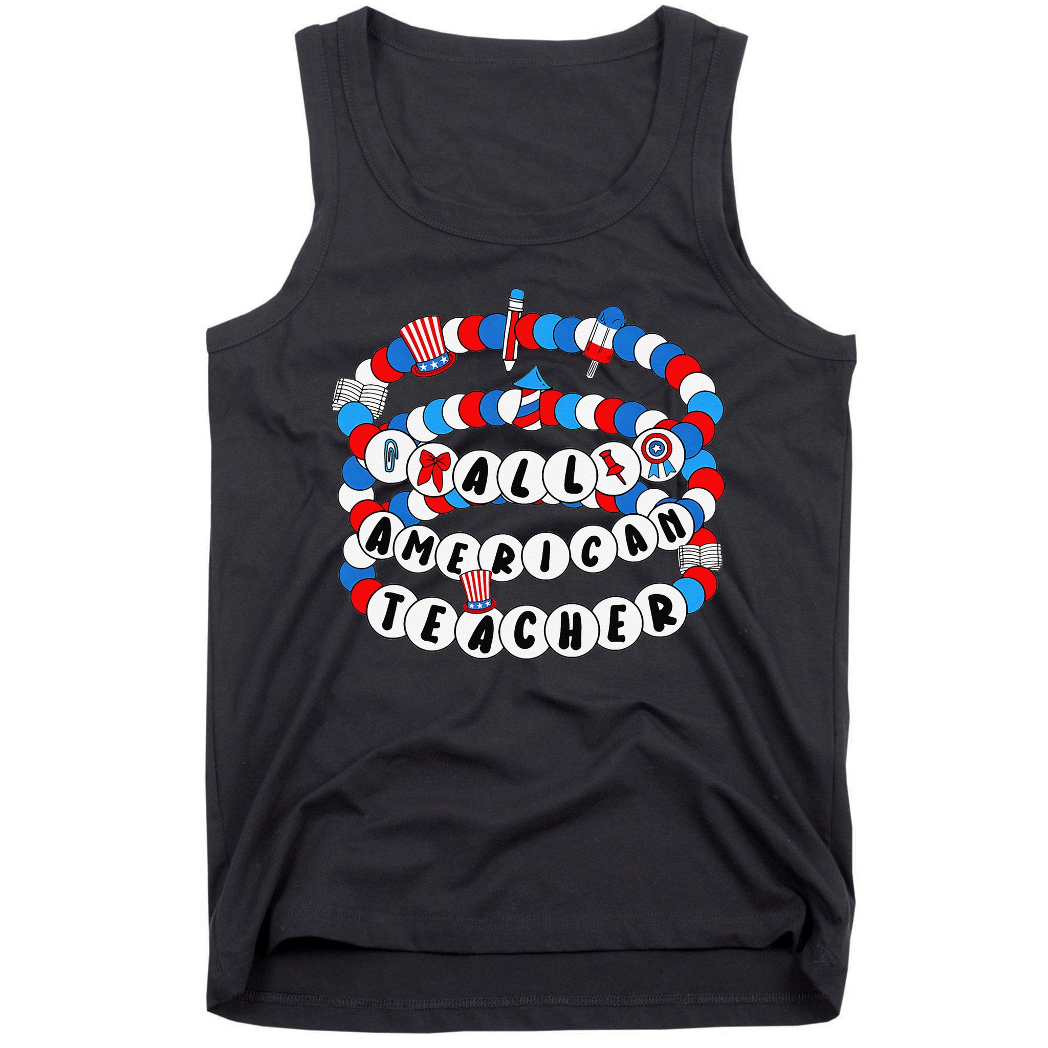 All American Teacher 4th July Bracelet Teacher Appreciation Tank Top