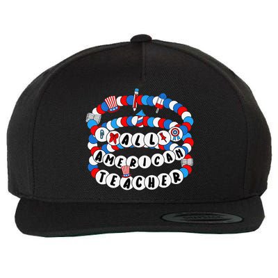 All American Teacher 4th July Bracelet Teacher Appreciation Wool Snapback Cap