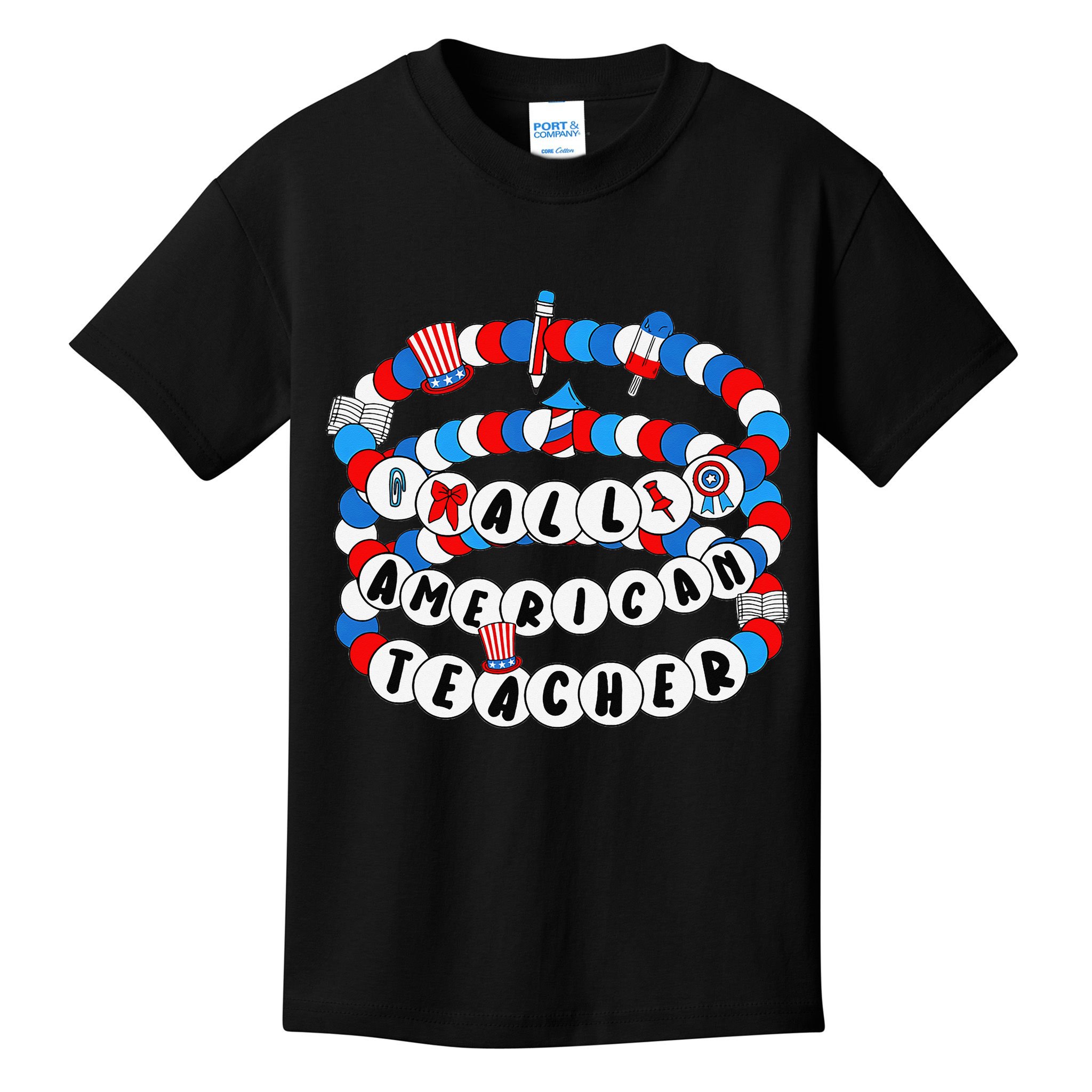 All American Teacher 4th July Bracelet Teacher Appreciation Kids T-Shirt