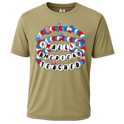 All American Teacher 4th July Bracelet Teacher Appreciation Cooling Performance Crew T-Shirt