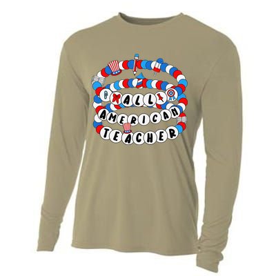All American Teacher 4th July Bracelet Teacher Appreciation Cooling Performance Long Sleeve Crew
