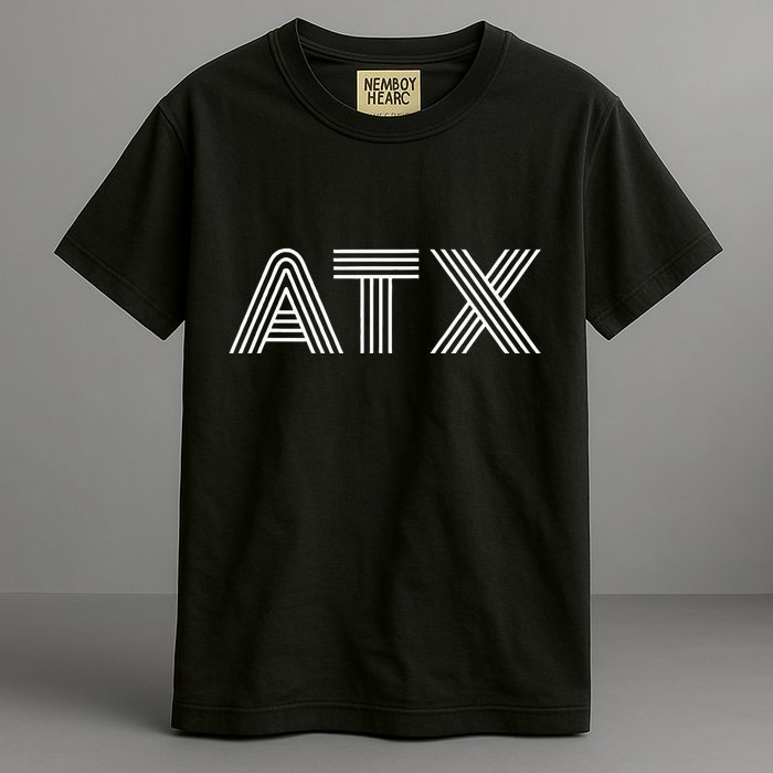 Atx Austin Tx Retro Design In White Garment-Dyed Heavyweight T-Shirt