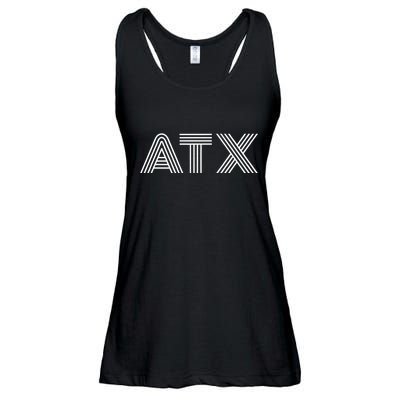Atx Austin Tx Retro Design In White Ladies Essential Flowy Tank