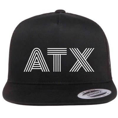 Atx Austin Tx Retro Design In White Flatbill Hat